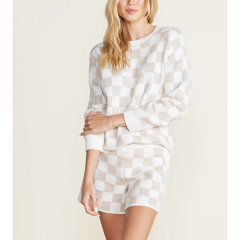 barefoot-dreams-cozychic-cotton-checkered-pullover-close-up