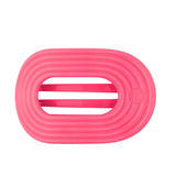 TELETIES Flat Round Tropic Twist Large hair tie in bright pink on black background