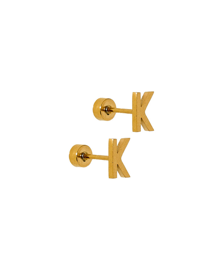 LINNY CO | Screwback Stud Earrings - Initial K