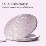 USB-C rechargeable compact mirror with 30 days battery life on full charge