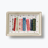 Rifle Paper Co. Ladies Night Book Club porcelain catchall tray with decorative book spines and gold trim