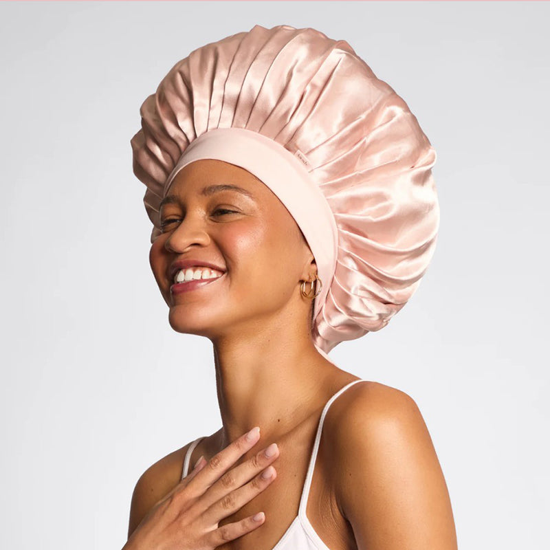 KITSCH | Adjustable Oversized Satin Bonnet - Blush