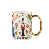 Rifle Paper Co. Nutcracker Porcelain Mug with festive holiday design and gold handle