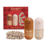 Kitsch Sweet & Silky Hair Set with two hair perfume bottles and satin scrunchies on white background
