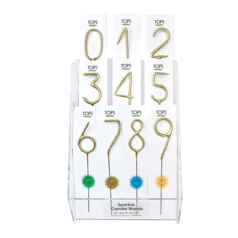 TOPS MALIBU | Big Golden Number Sparkler Candle Wand (Singles)