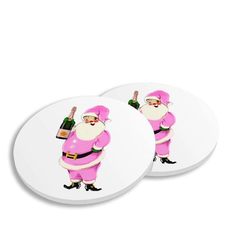 TOSS-DESIGNS-Pink-Santa-Champagne-Coaster