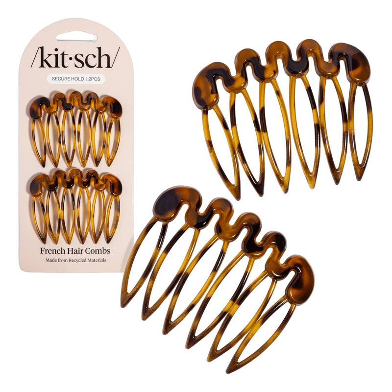 KITSCH | Recycled Plastic French Hair Combs 2pc Set - Tort