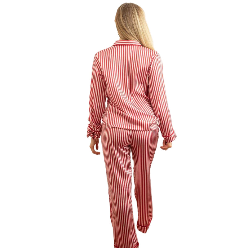8-OAK-LANE-Red-Stripe-Satin-Pant-PJ-Set