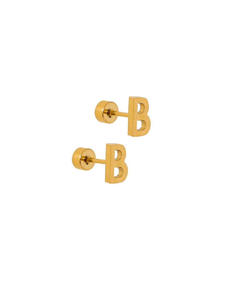 LINNY CO | Screwback Stud Earrings - Initial B
