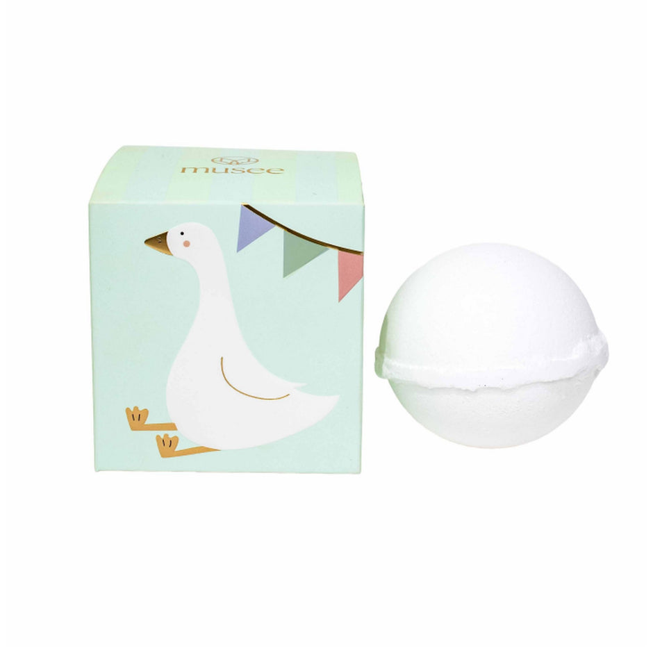 Musee Silly Goose Boxed Balm with white spherical balm and mint green packaging featuring goose illustration