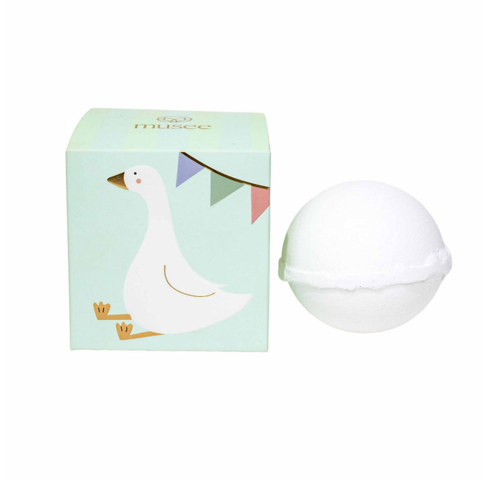 Musee Silly Goose Boxed Balm with white spherical balm and mint green packaging featuring goose illustration