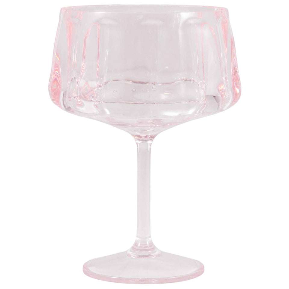 Pink outdoor plastic coupe glass drinkware on white background