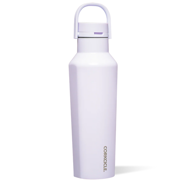 Corkcicle 20oz Sport Canteen in Lavender Fog, a pale purple insulated bottle with loop cap