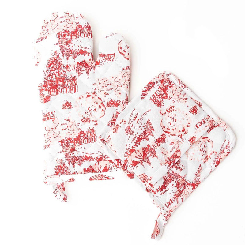 8-OAK-LANE-Santa-Toile-Oven-Mitt-Set