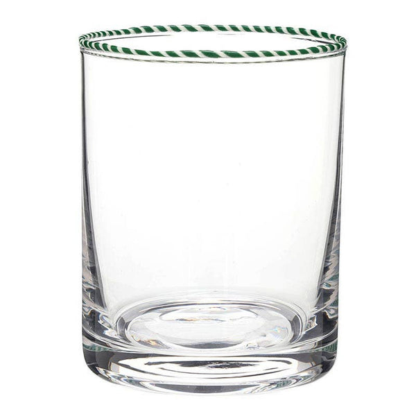 Peppermint Twist green striped DOF glass by Santa Barbara Design Studio on white background