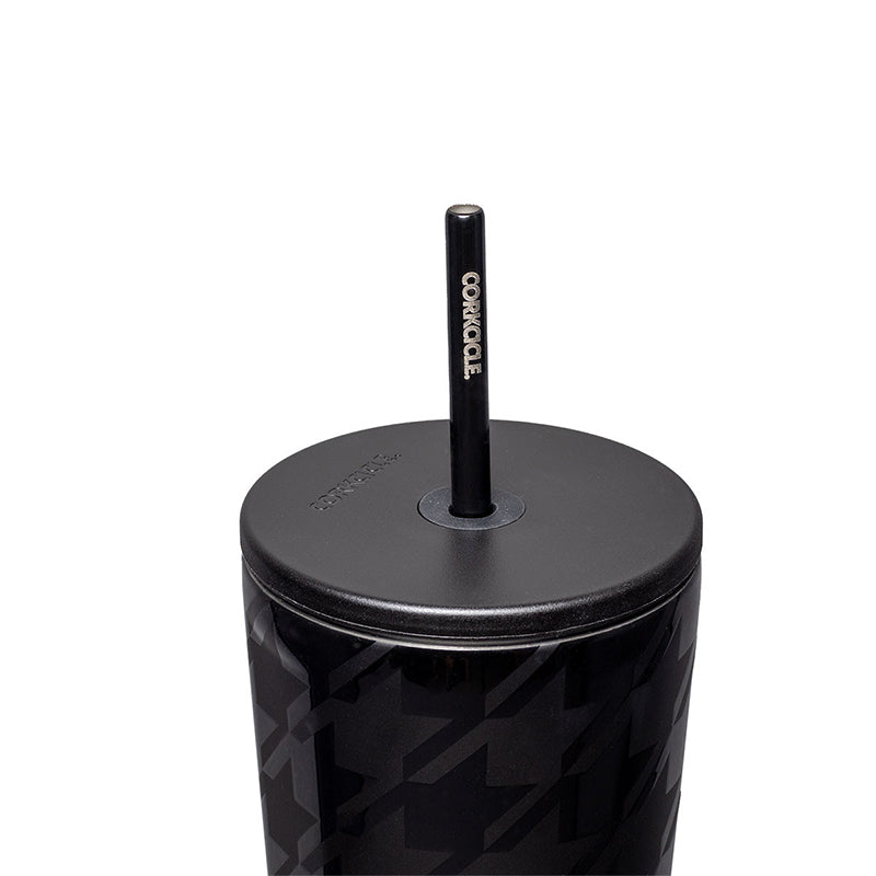 corkcicle-24oz-cold-cup-onyx-houndstooth-with-ceramic-coated-straw