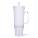 Corkcicle 40oz Cruiser in Lavender Fog, a pale purple insulated tumbler with handle and straw lid