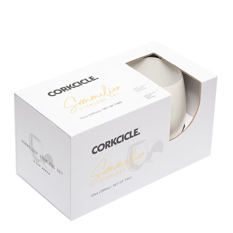 CORKCICLE | Sommelier Stemless - Double Pack - Gloss Oat Milk - Gift packaging
