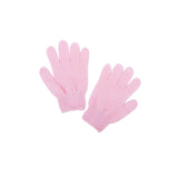 Pink exfoliating body gloves by Cait + Co displayed on white background