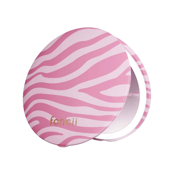 FANCII | Mini Taylor 4-inch Compact Mirror with Light - Blush Zebra