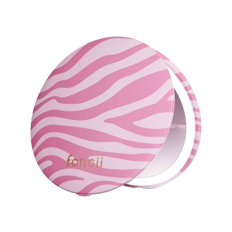 FANCII | Mini Taylor 4-inch Compact Mirror with Light - Blush Zebra