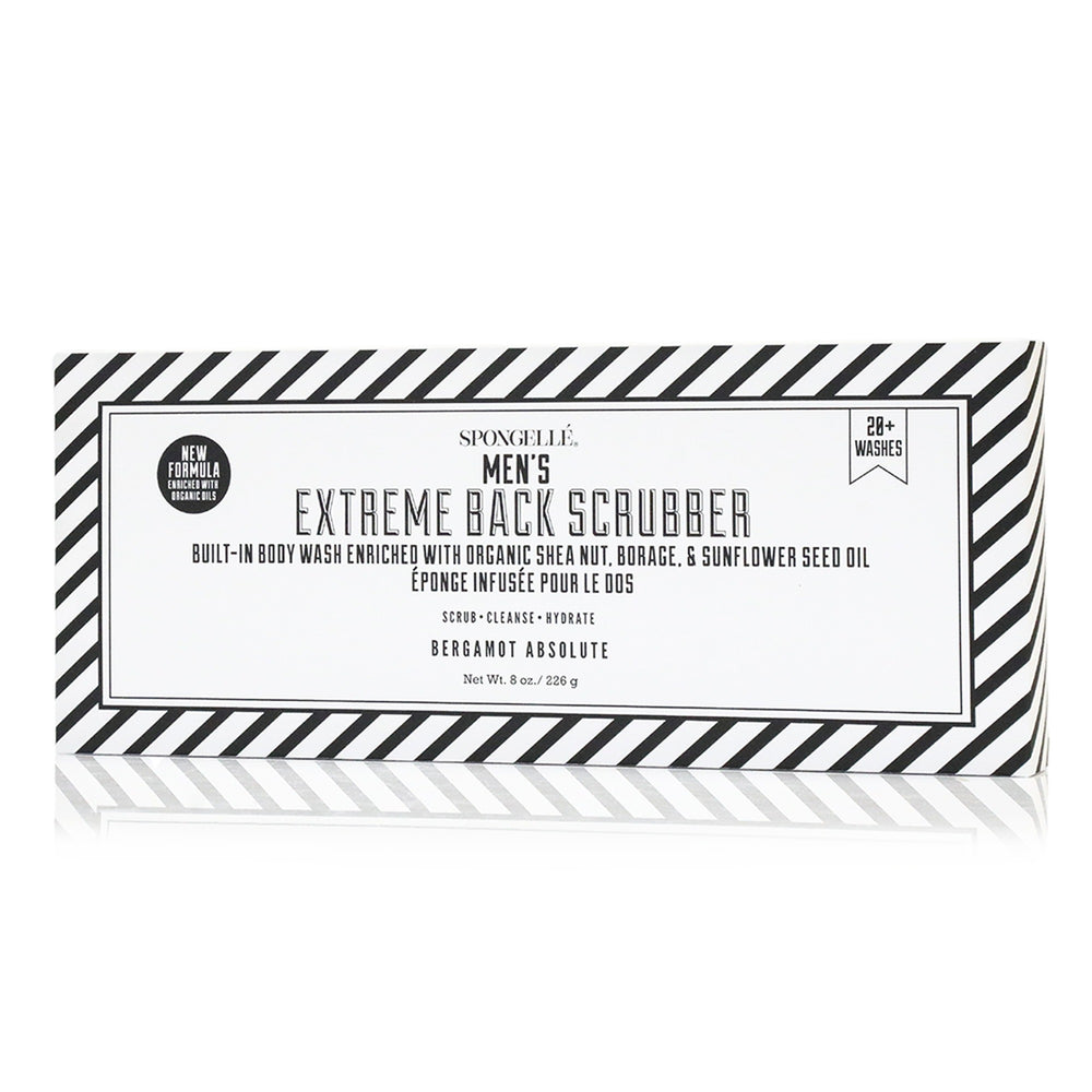 Spongellé Men's Extreme Back Scrubber with bergamot scent, 8 oz body wash sponge