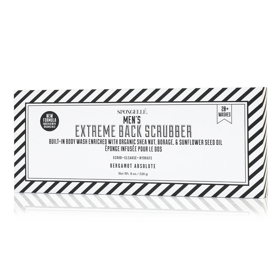Spongellé Men's Extreme Back Scrubber with bergamot scent, 8 oz body wash sponge