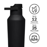 Corkcicle Sport Canteen with graphic showing up to 12 hours hot and 25 hours cold