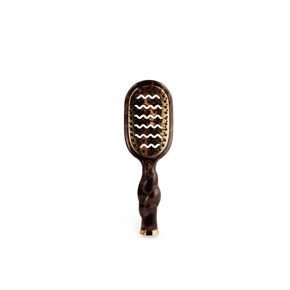 TELETIES Mini Vented Brush in Tortoise with ergonomic handle on white background