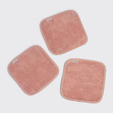 Kitsch Microfiber Face Towels 3-piece set in terracotta pink on white background