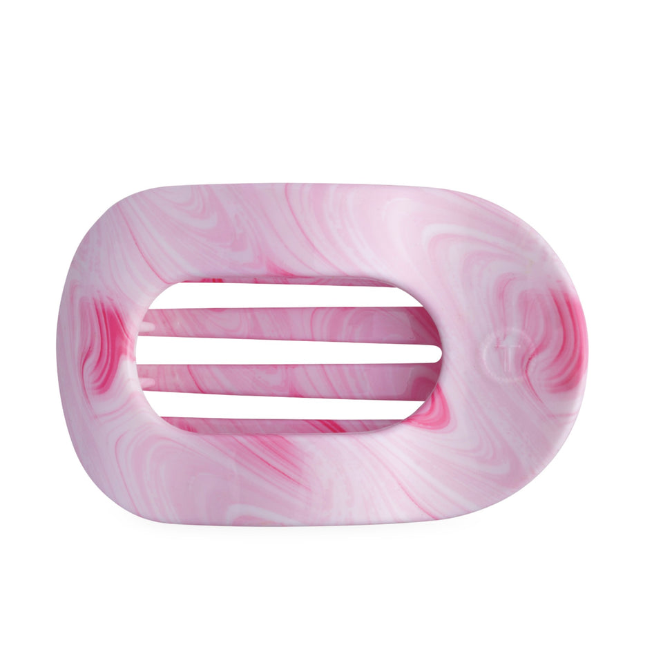 Pinch Me! Large flat round hair clip in pink marble pattern by TELETIES