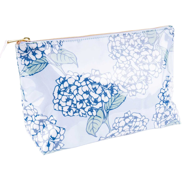 8 OAK LANE | Hydrangea Stem Clear Coated Travel Cosmetic Case