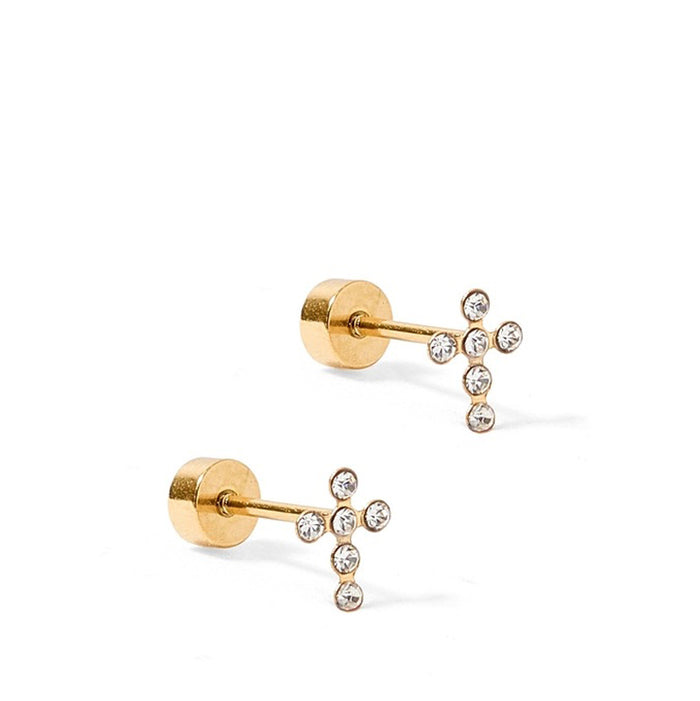 linny-co-screwback-stud-earrings-clara-gold-cross