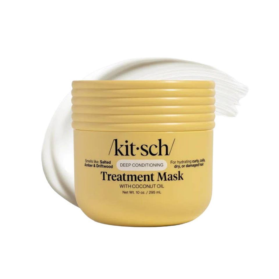 Kitsch Deep Conditioning Treatment Mask with Coconut Oil in yellow jar, 10 oz