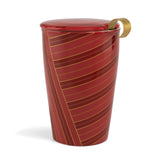 Tea Forte Warming Joy KATI Cup with red ceramic design and gold geometric pattern
