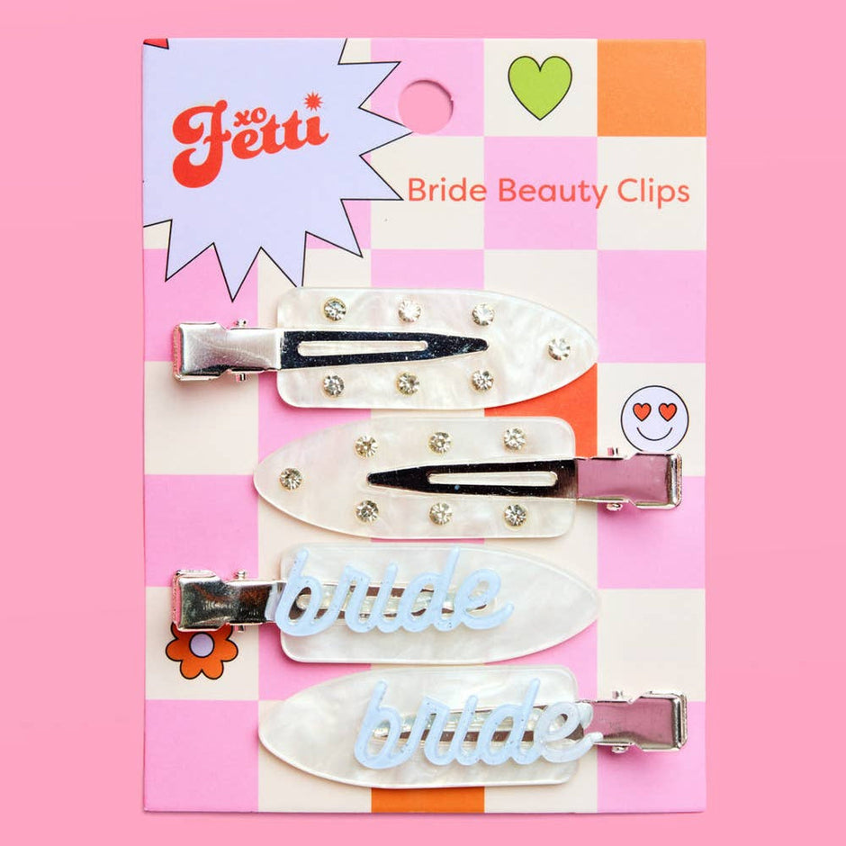 XO, FETTI Bride Beauty Clips set with pearl-decorated hair accessories and rhinestone embellishments