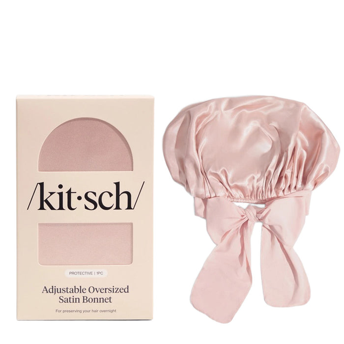 KITSCH | Adjustable Oversized Satin Bonnet - Blush