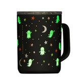 Corkcicle 16oz mug with glow-in-the-dark ghost and star design on black background
