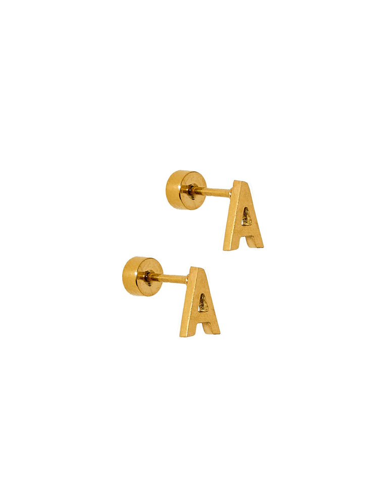 LINNY CO | Screwback Stud Earrings - Initial A