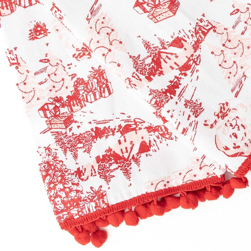 8-OAK-LANE-Santa-Toile-PomPom-Kitchen-Towel-Set