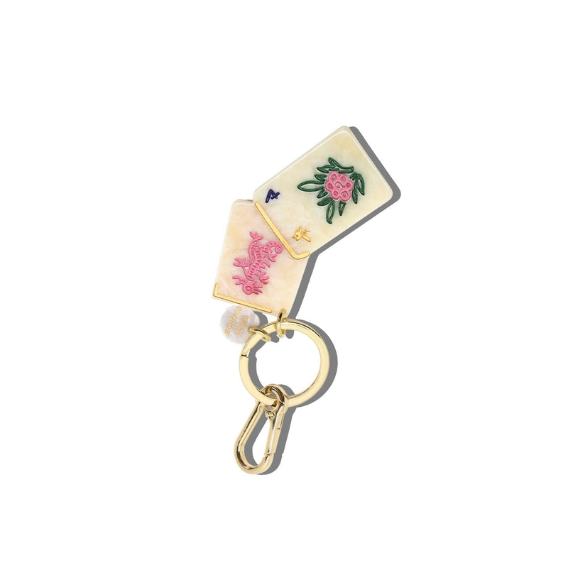 SOLAR ECLIPSE | Hand-painted Flower Mahjong Bag Charm + Keychain