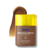 Supergoop! Protec(Tint) Daily SPF Tint with yellow cap on a white background