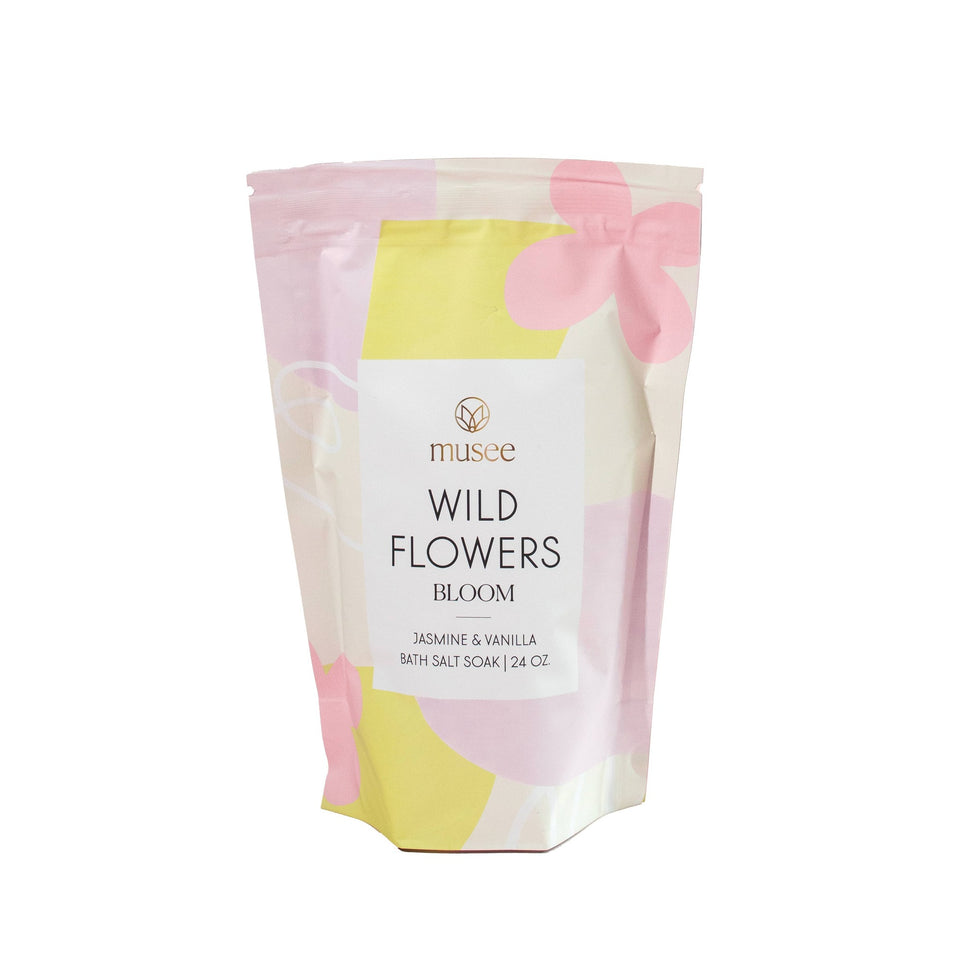 Musee Wild Flowers Bloom bath salt soak 24oz with jasmine and vanilla scent
