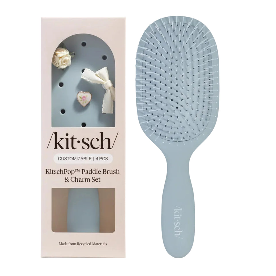 KITSCH | KitschPop™️ Paddle Brush & Charm Set - Haze Blue