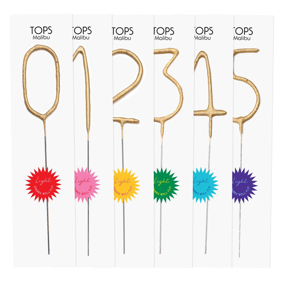 TOPS MALIBU | Big Golden Number Sparkler Candle Wand (Singles)