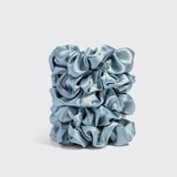 Kitsch Satin Sleep Scrunchies 5pc Set in Haze Blue displayed on white background
