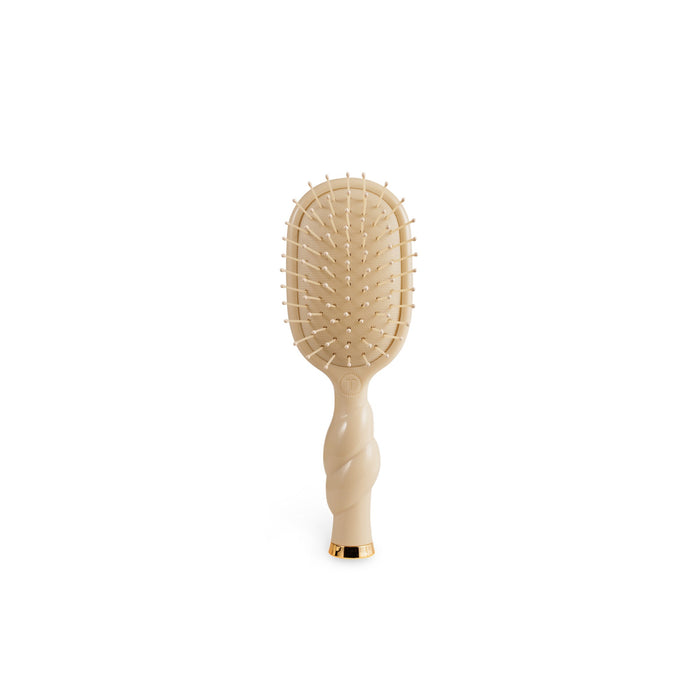 TELETIES Mini Detangler Brush for Medium Hair in Tan with gold accents