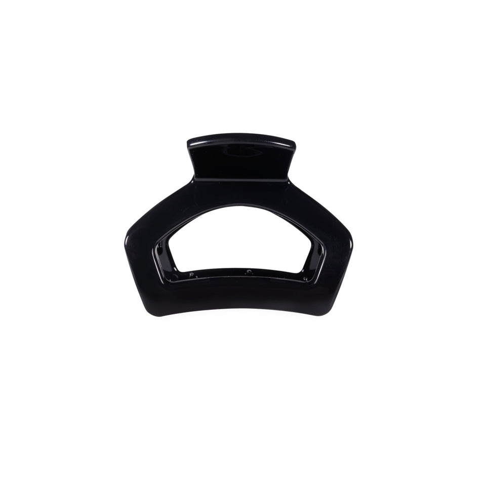 Teleties Open Jet Black Petite Hair Clip on black background, front view