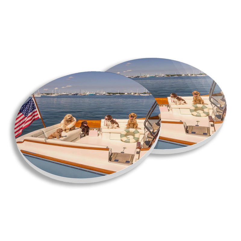 TOSS DESIGNS | Ceramic Coasters (Set of 4) - Dog Boat