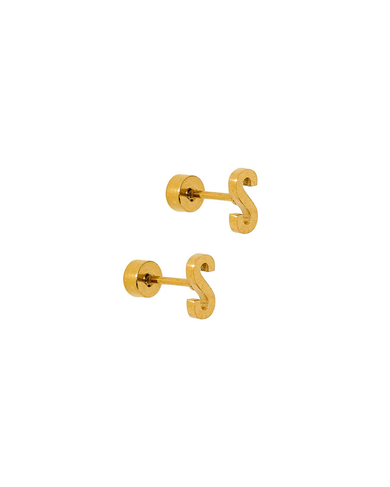LINNY CO | Screwback Stud Earrings - Initial S